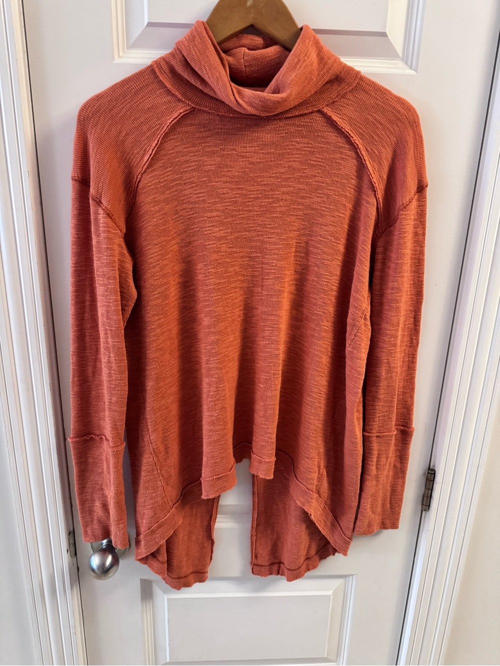 We The Free Burnt Orange Ribbed Funnel Neck Pullover